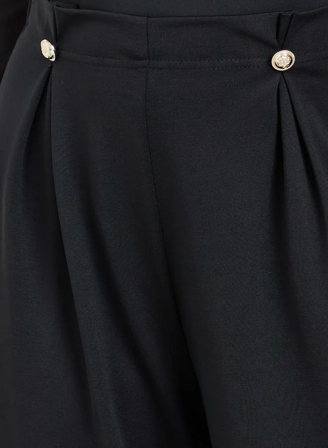 Styli Women Black Wide Leg Trousers